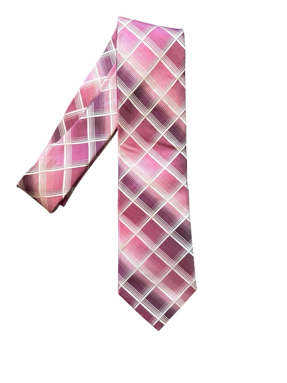 Murano Pink Plaid Gradient Silk-Feel Tie